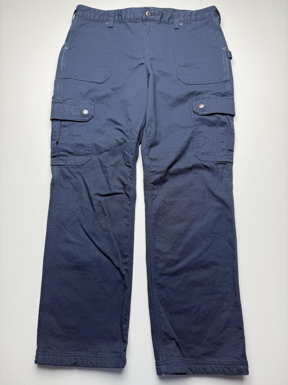 Duluth Trading Co Pants Womens 14x31 Blue Cargo Canvas Relaxed Fit Workwear